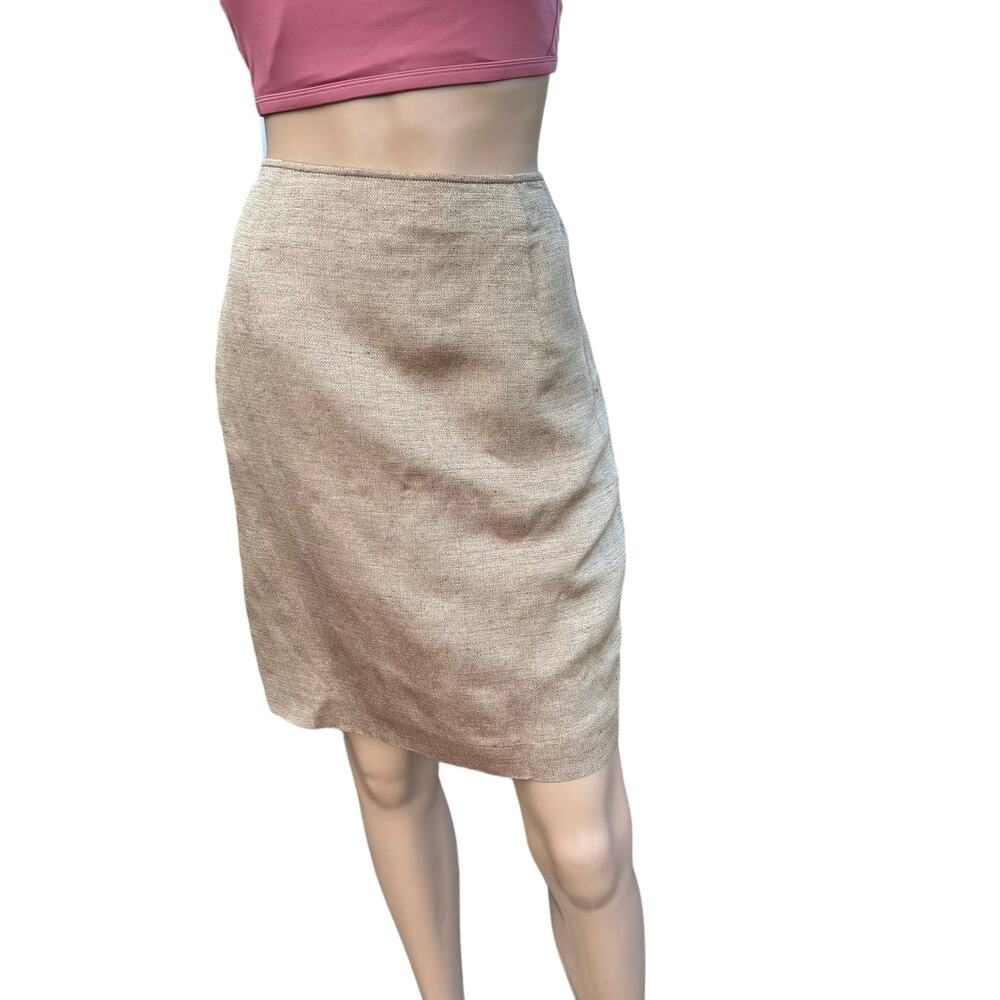 Elements by Escada Tan Metallic Straight Above Knee Skirt Size 38/ US 8